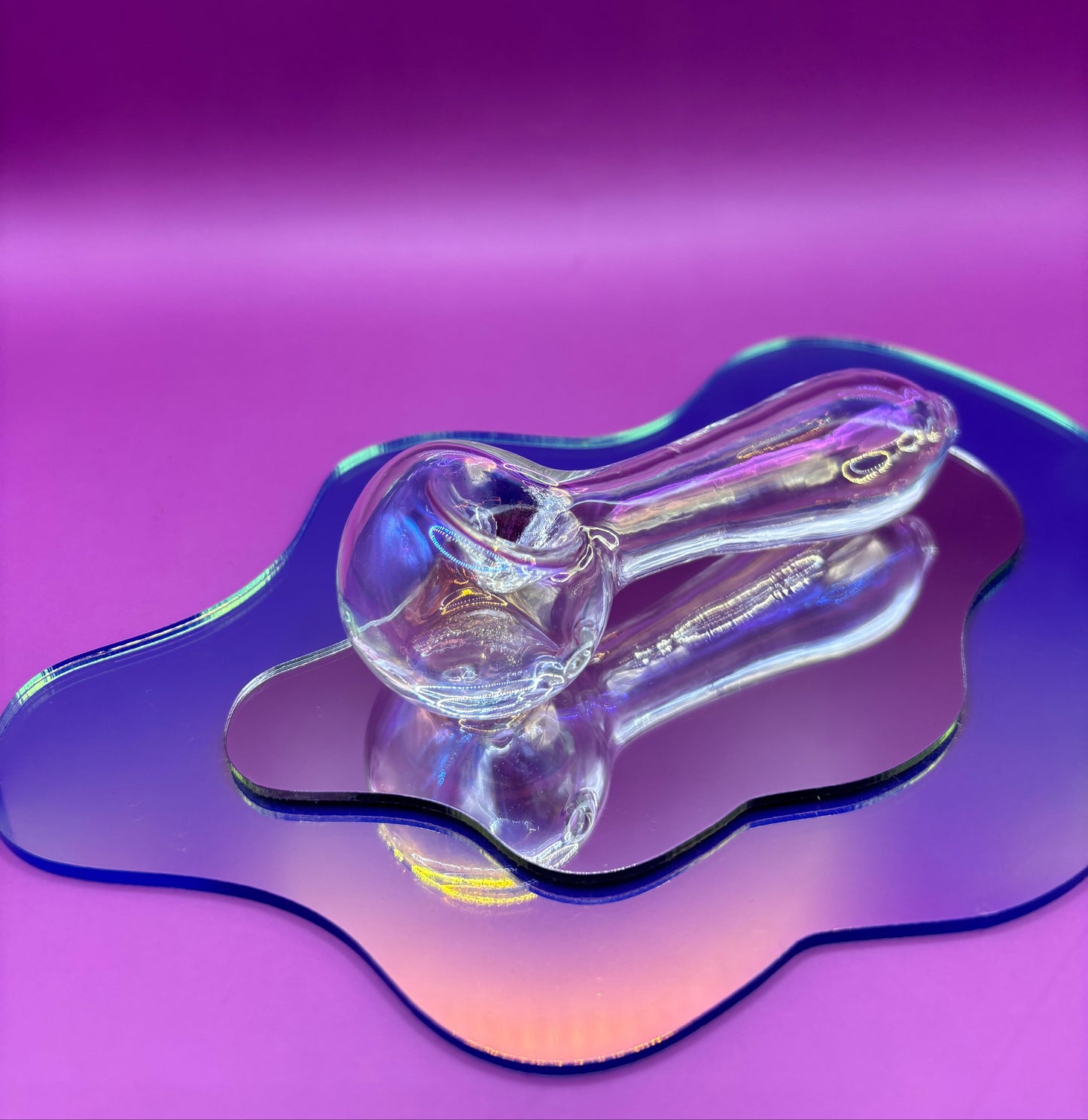 mirror glass hand pipe purple