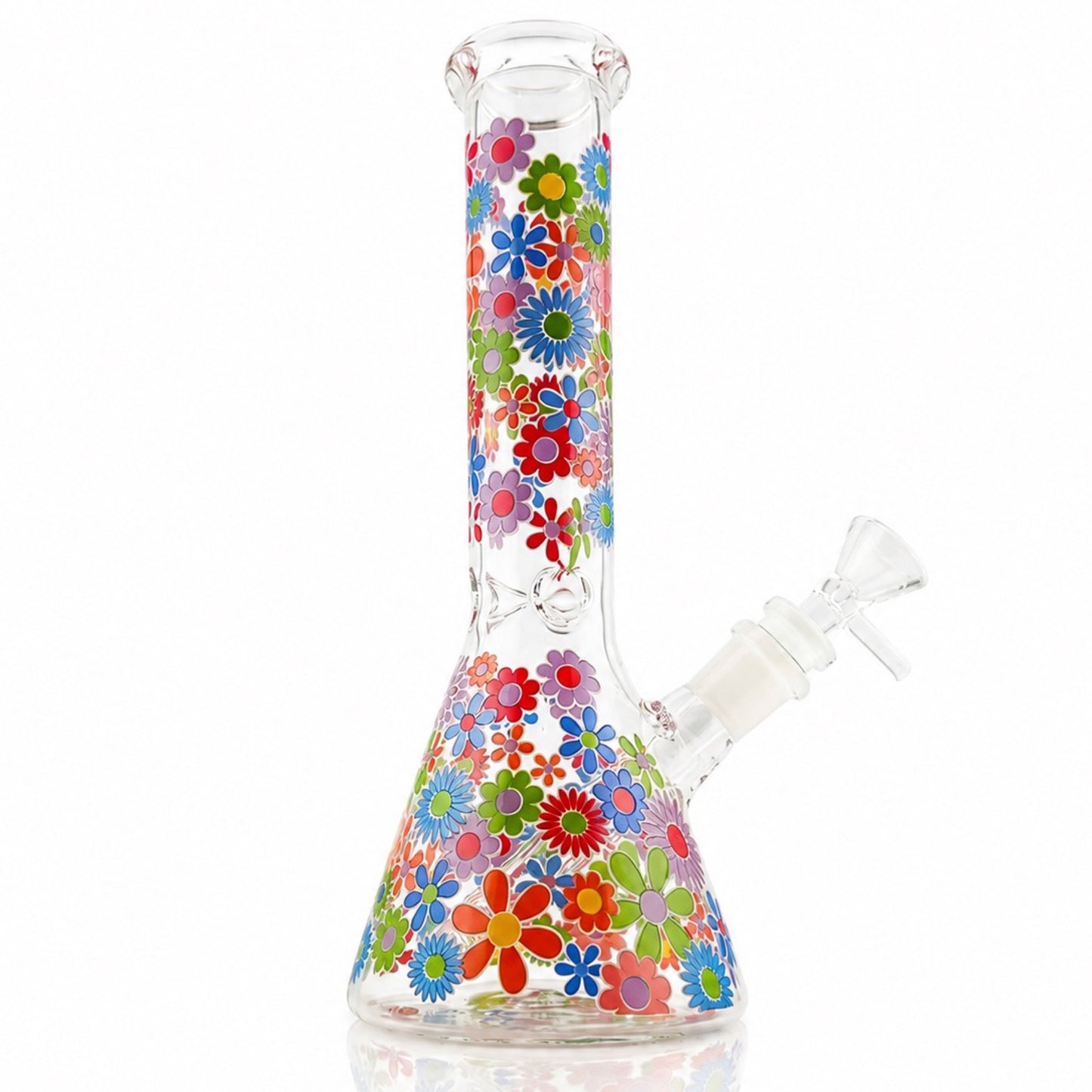 10” Beaker Bong | Purple + Blue Flowers